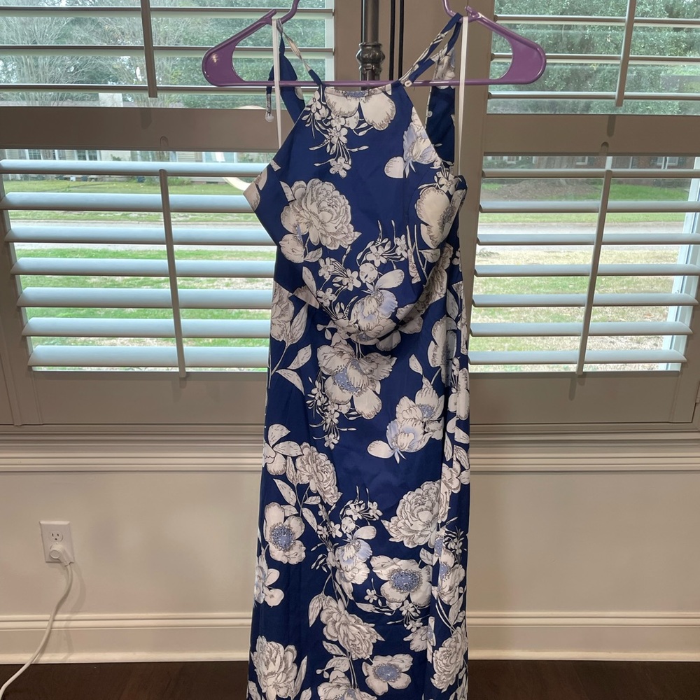 Blue floral maxi dress size M